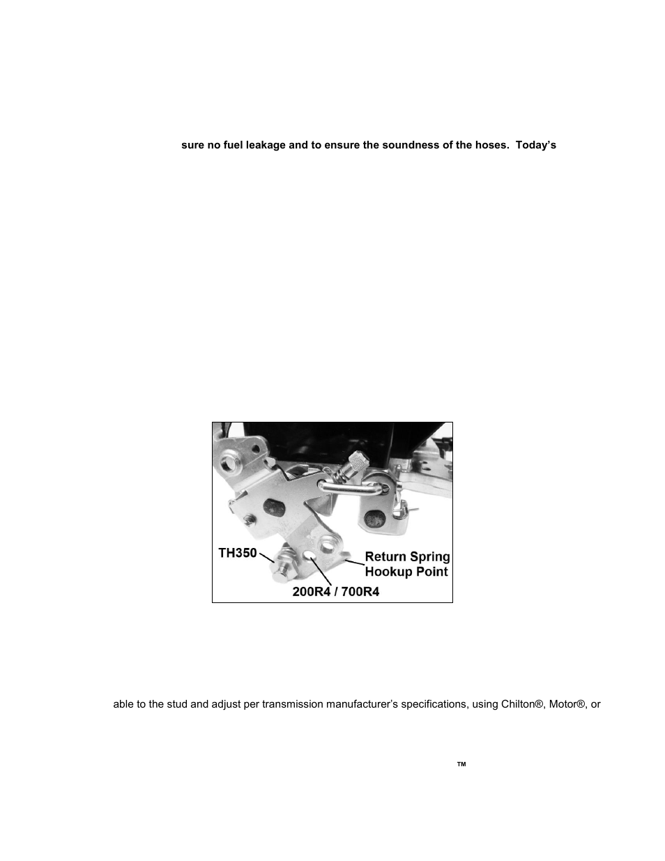 Connecting the throttle linkage, Connecting the transmission linkage, Gm th350, 200r4 /700r4 | Demon Fuel Systems 1905 User Manual | Page 5 / 20