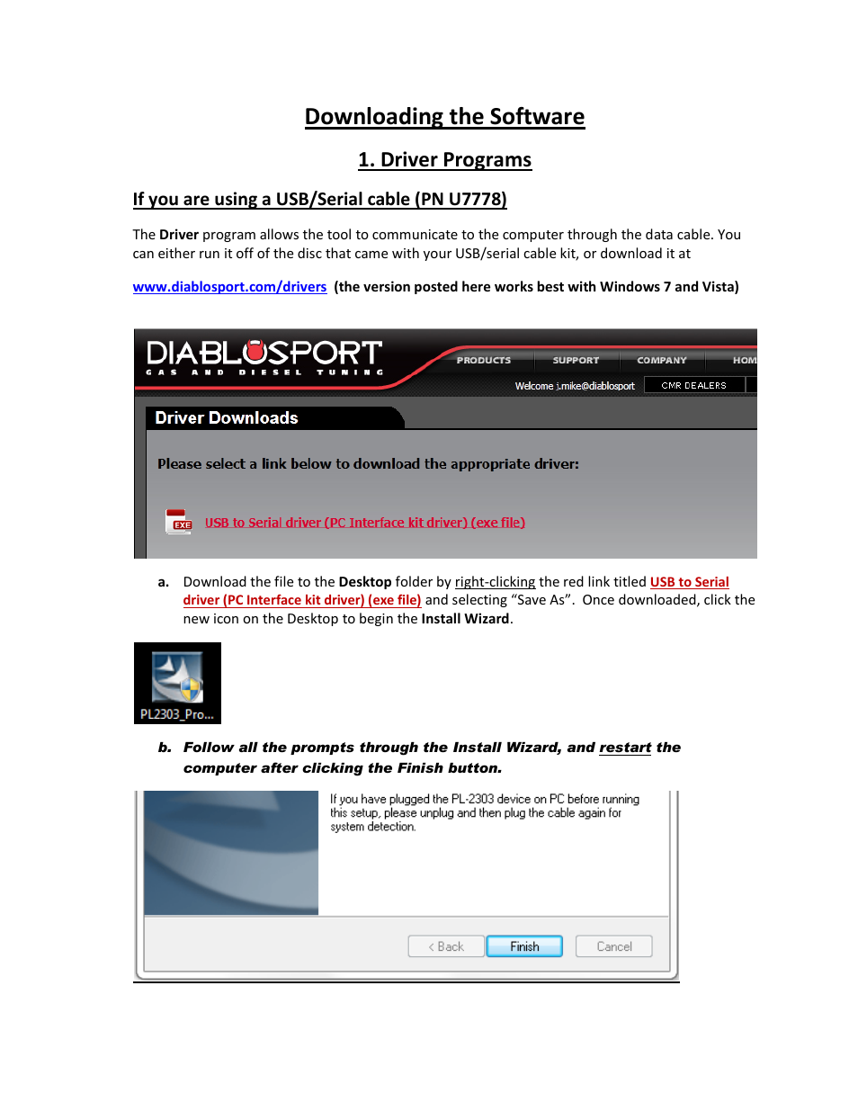 Downloading the software, Driver programs | DiabloSport Predator Revision Update Instructions User Manual | Page 2 / 11