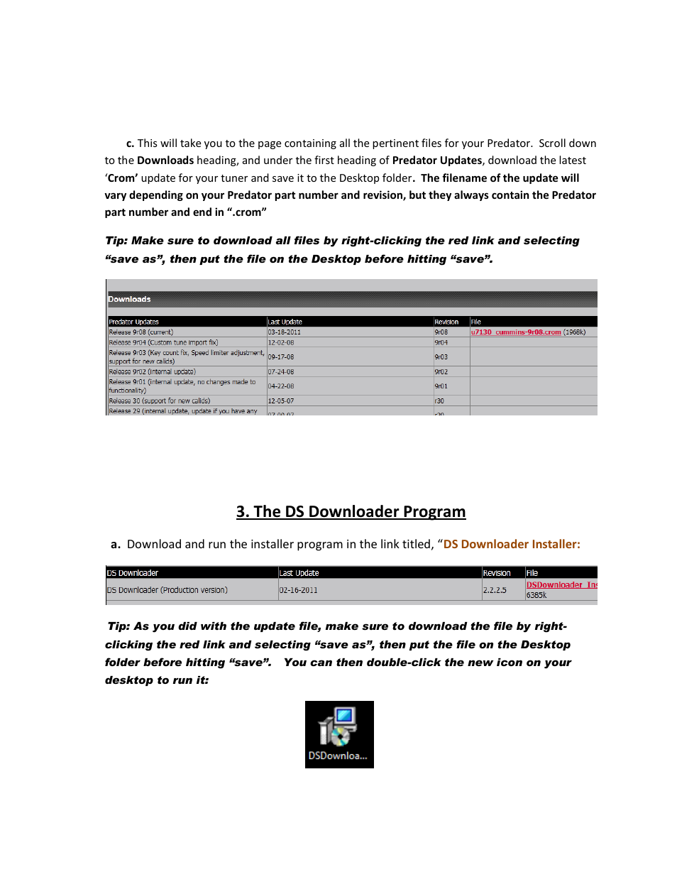 The ds downloader program | DiabloSport Predator Revision Update Instructions User Manual | Page 4 / 11
