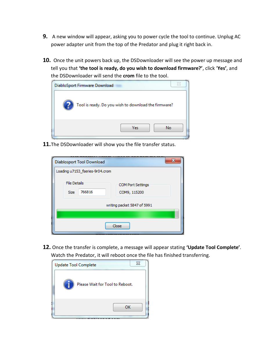 DiabloSport Predator Revision Update Instructions User Manual | Page 9 / 11