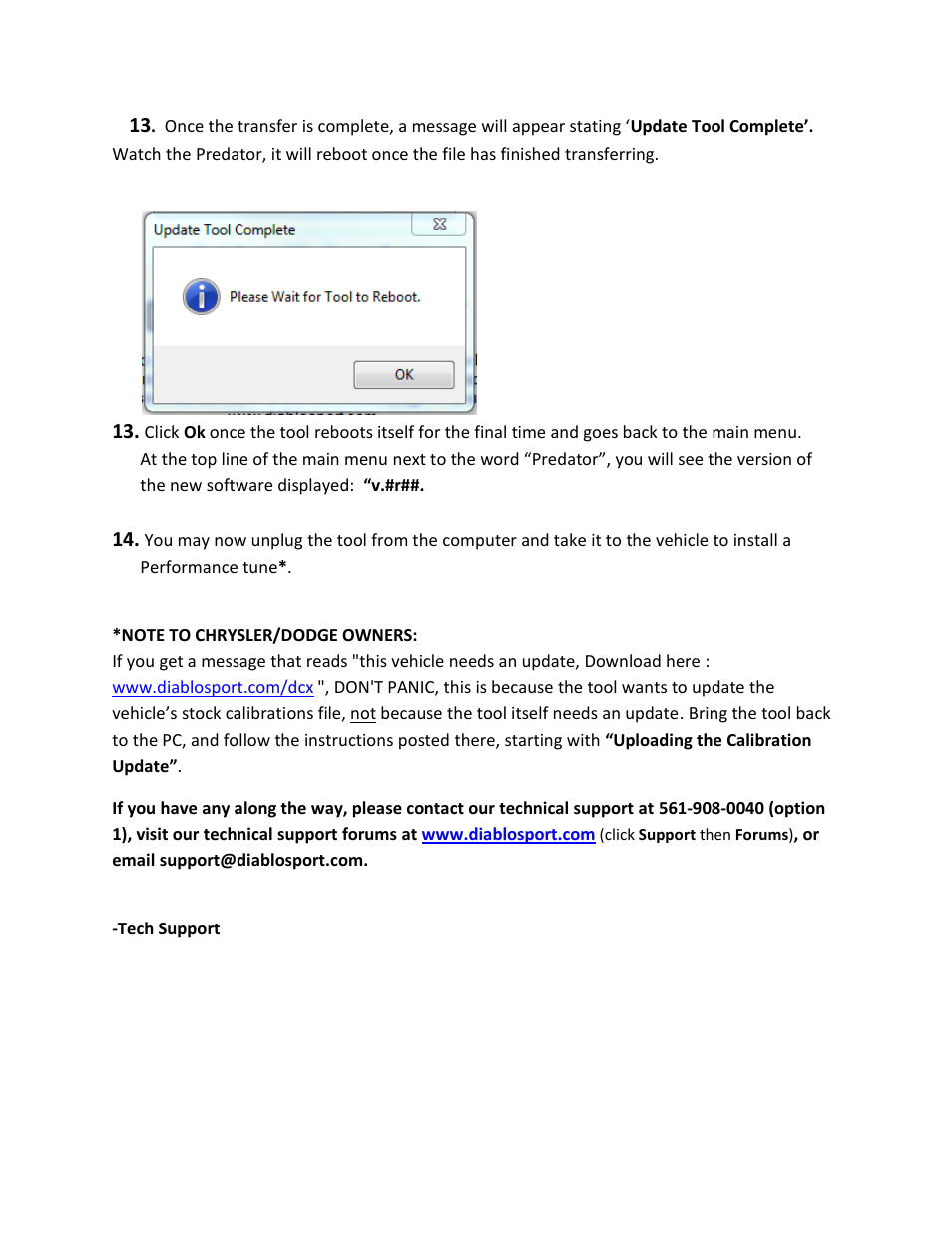 DiabloSport Predator Revision Update Instructions - Using Legacy Connect User Manual | Page 15 / 15