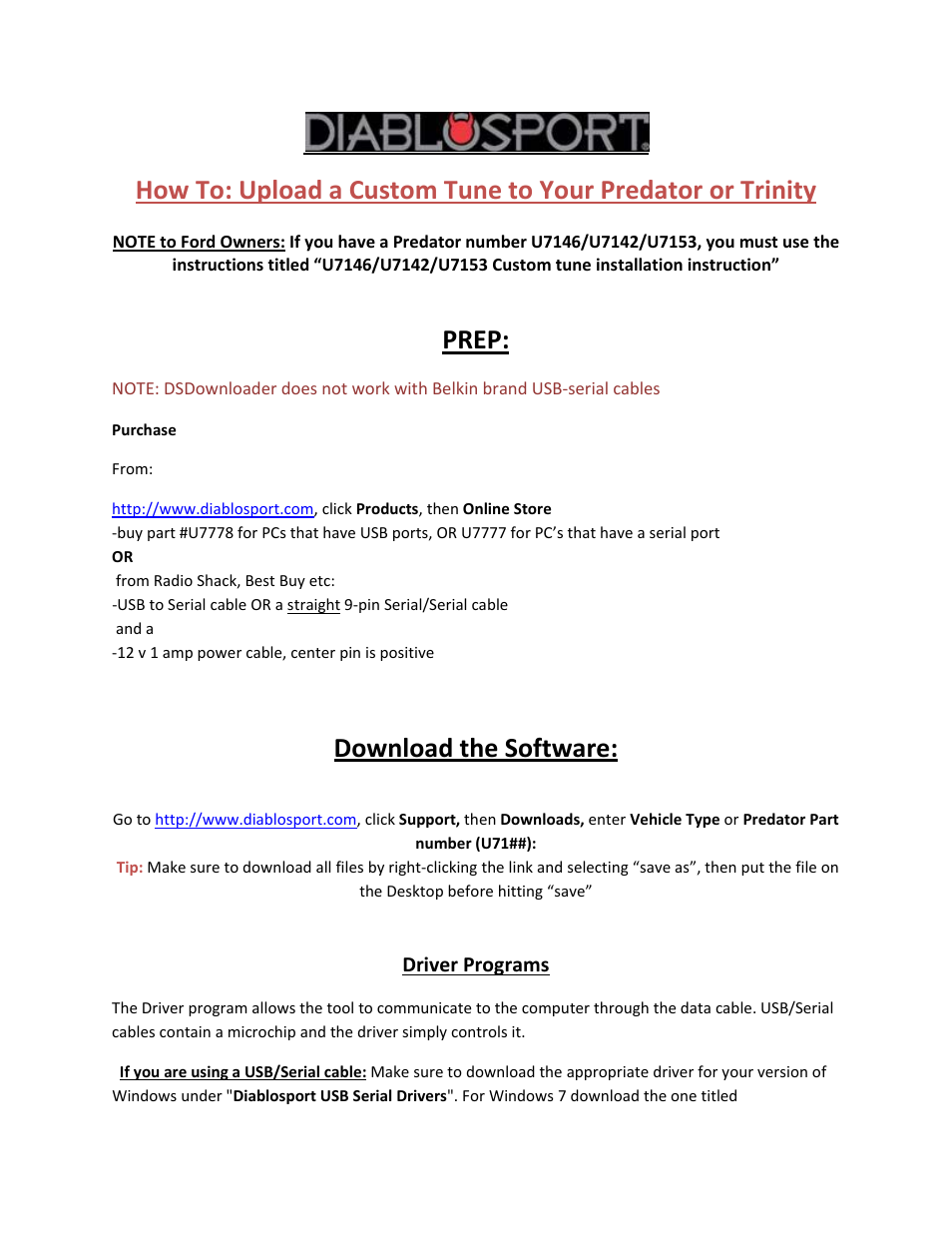 DiabloSport Trinity How To: Upload a Custom Tune to Your Predator or Trinity User Manual | 6 pages