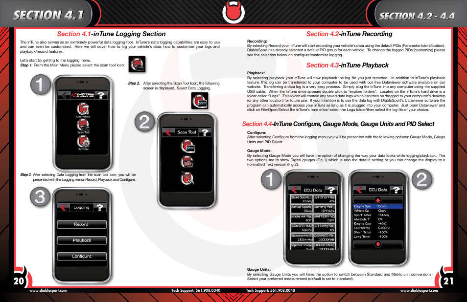Section, Intune, Logging | Recording, Section 4.3-intune playback | DiabloSport inTune User Manual User Manual | Page 11 / 14