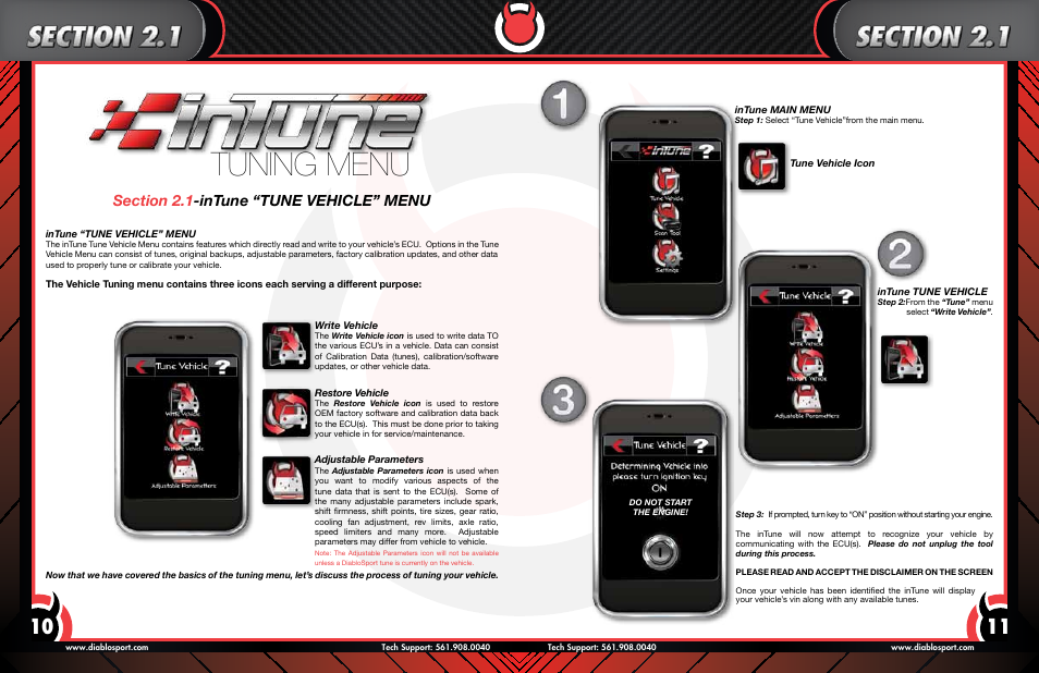 Section 2.1-intune “tune, Vehicle, Menu | Tuning menu | DiabloSport inTune User Manual User Manual | Page 6 / 14