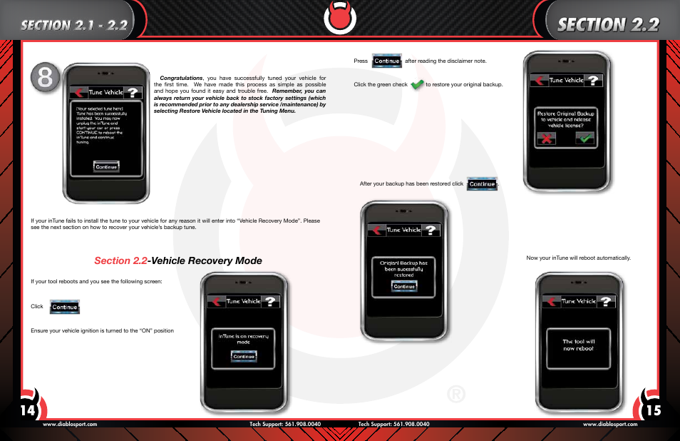 Section, Vehicle, Recovery | Mode | DiabloSport inTune User Manual User Manual | Page 8 / 14