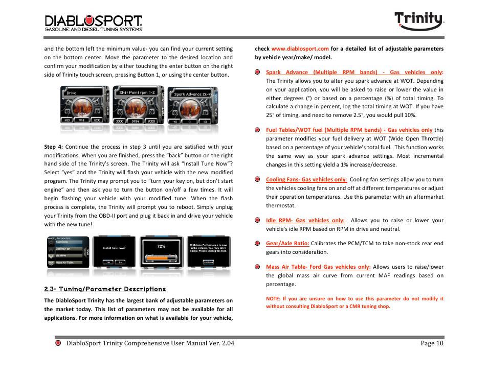 DiabloSport Trinity T-1000 Comprehensive User Manual User Manual | Page 10 / 33