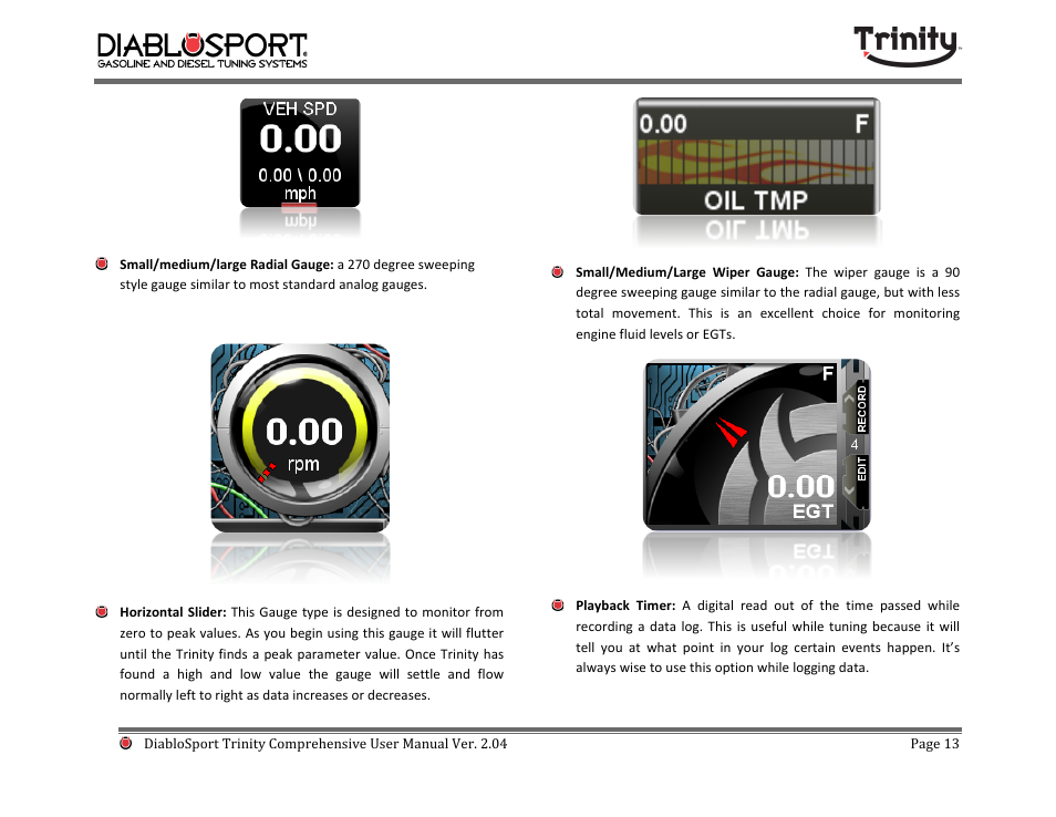 DiabloSport Trinity T-1000 Comprehensive User Manual User Manual | Page 13 / 33