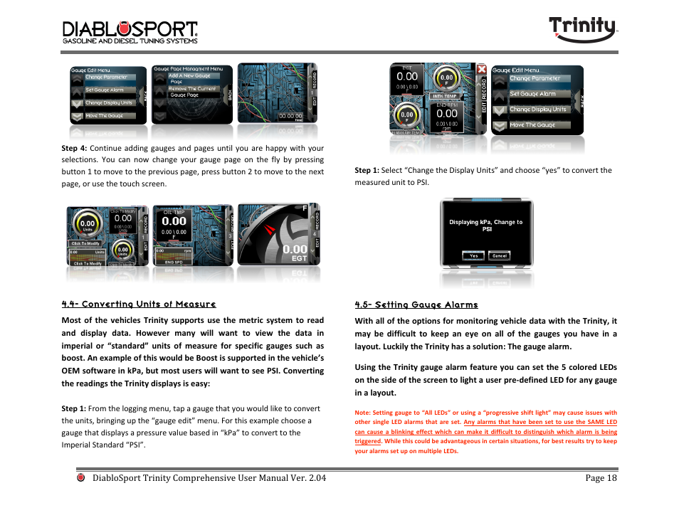 DiabloSport Trinity T-1000 Comprehensive User Manual User Manual | Page 18 / 33