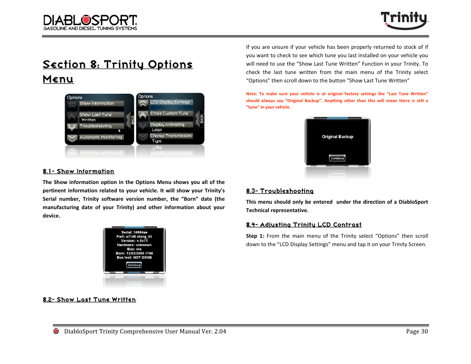 DiabloSport Trinity T-1000 Comprehensive User Manual User Manual | Page 30 / 33