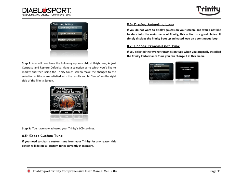 DiabloSport Trinity T-1000 Comprehensive User Manual User Manual | Page 31 / 33