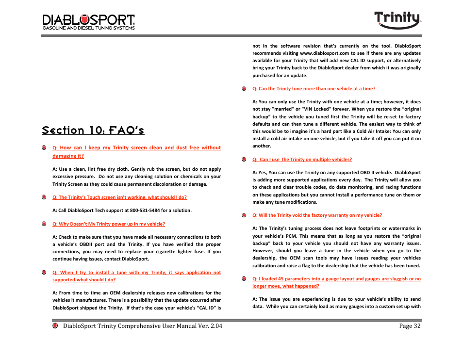 DiabloSport Trinity T-1000 Comprehensive User Manual User Manual | Page 32 / 33