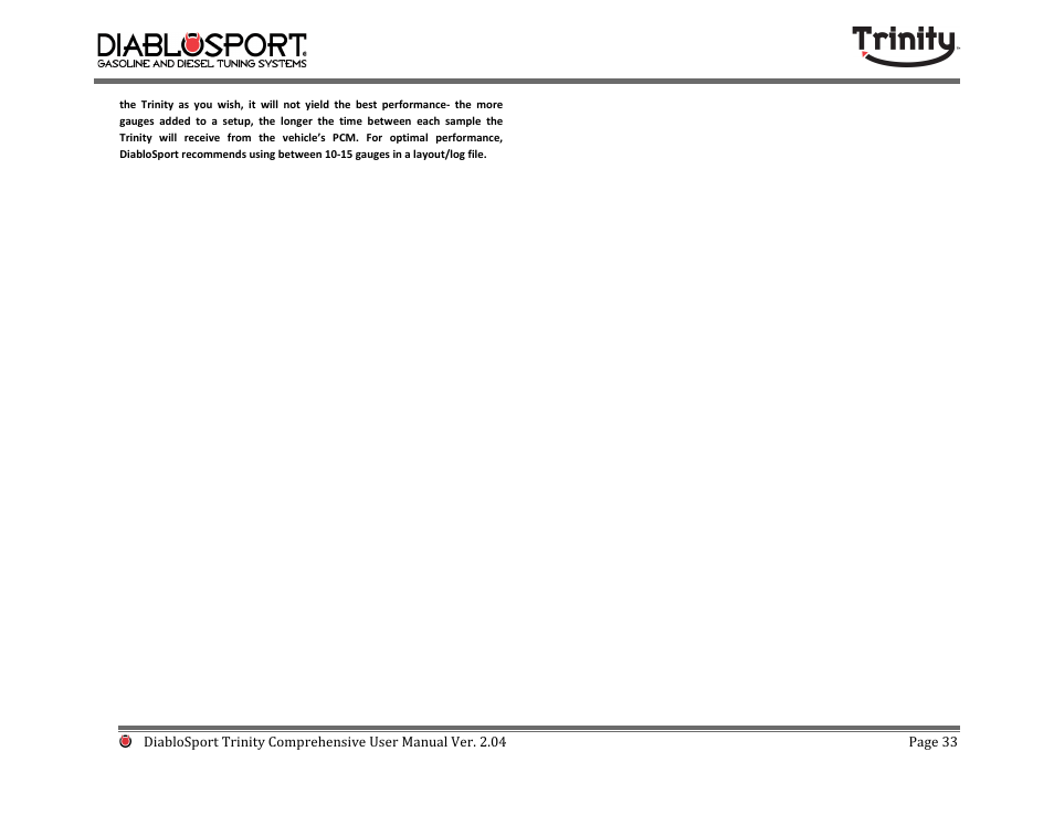DiabloSport Trinity T-1000 Comprehensive User Manual User Manual | Page 33 / 33