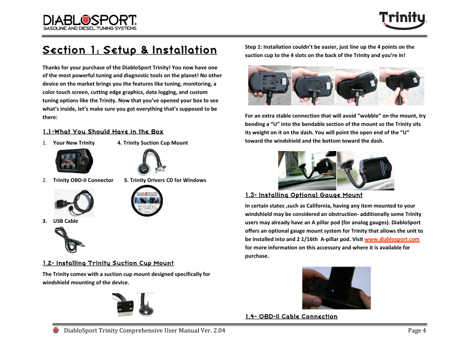 DiabloSport Trinity T-1000 Comprehensive User Manual User Manual | Page 4 / 33