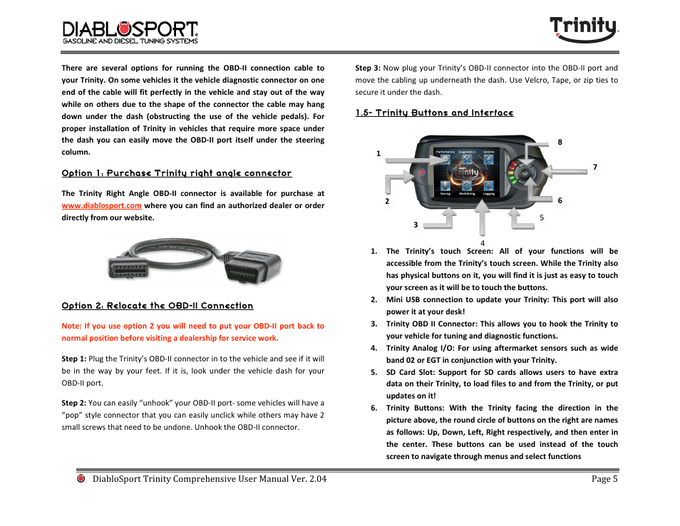 DiabloSport Trinity T-1000 Comprehensive User Manual User Manual | Page 5 / 33