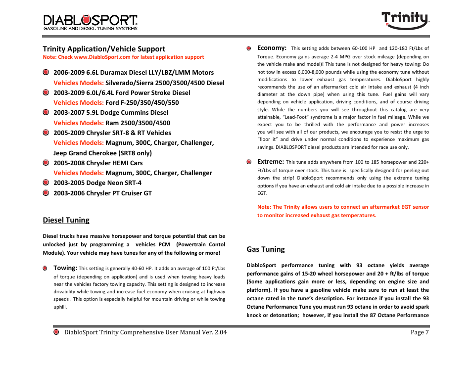 DiabloSport Trinity T-1000 Comprehensive User Manual User Manual | Page 7 / 33