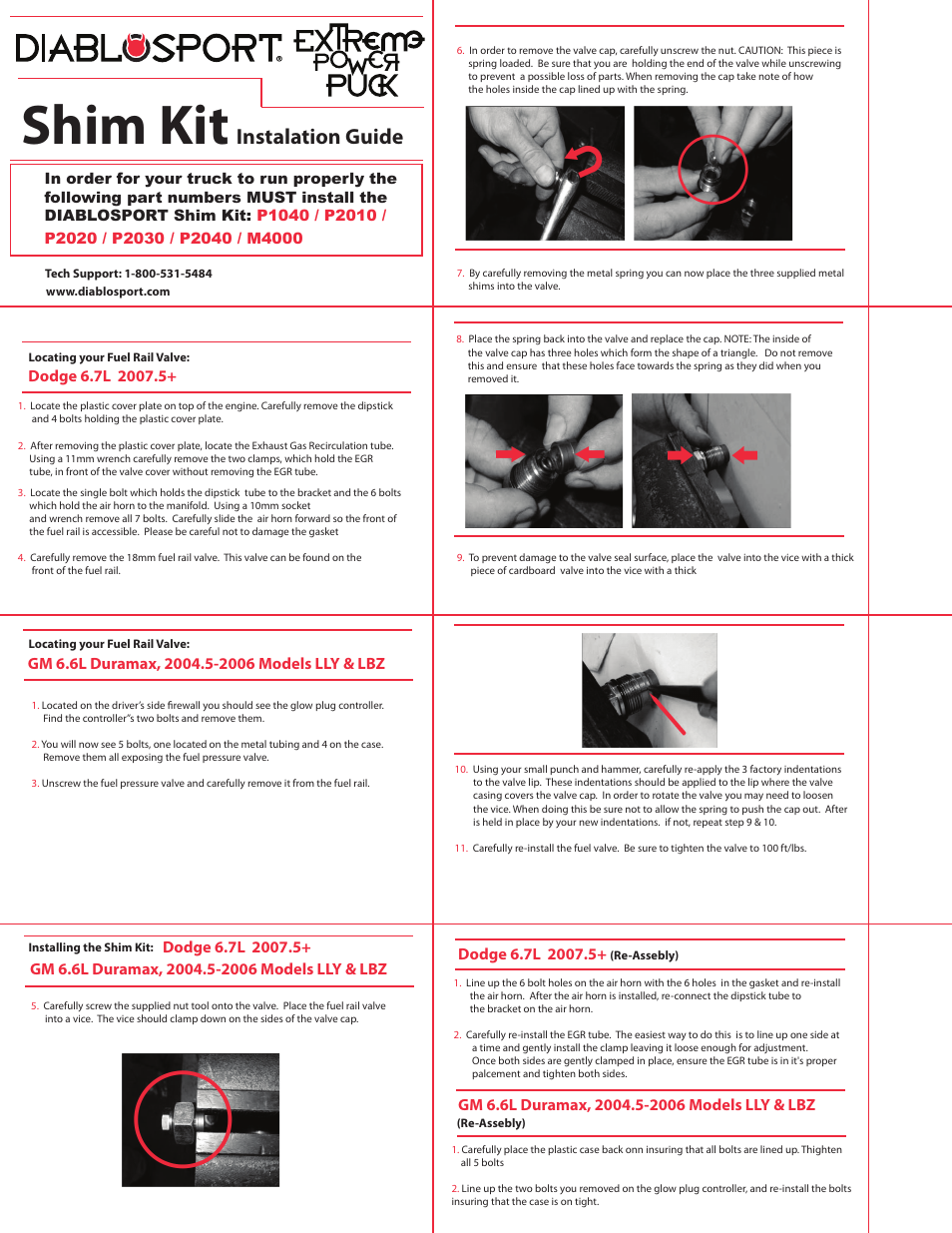 DiabloSport Extreme PowerPuck Shim Kit Instalation Guide User Manual | 1 page