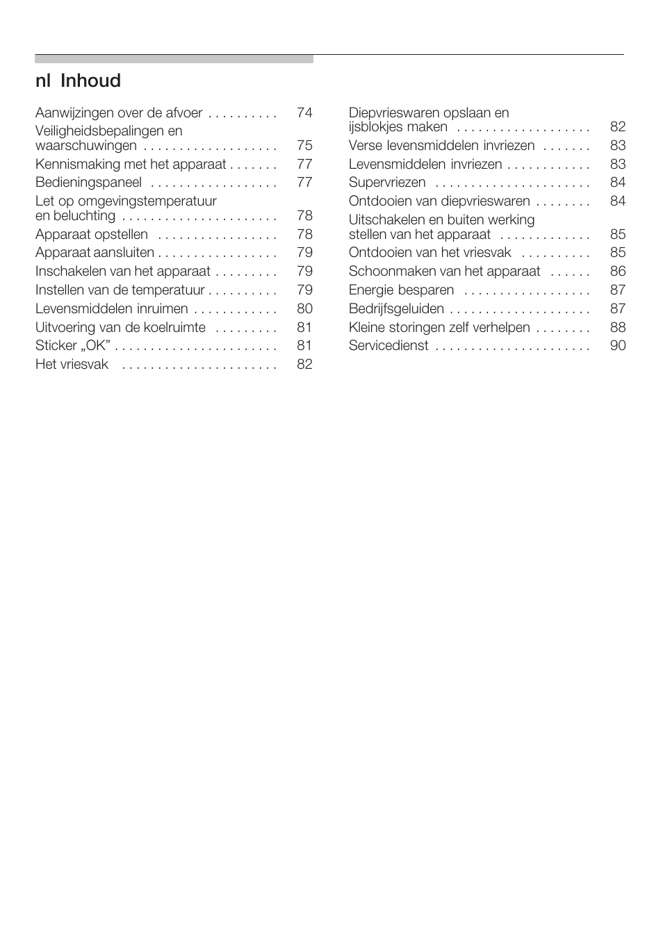 Nląinhoud | Neff K6634X9  EU User Manual | Page 4 / 95