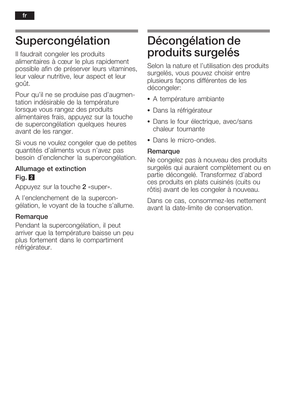 Supercongélation, Décongélation de produits surgelés | Neff K6634X9  EU User Manual | Page 50 / 95