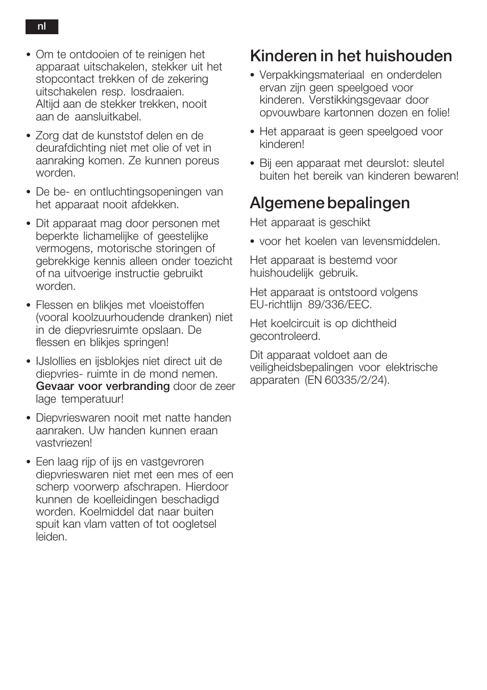 Kinderen in het huishouden, Algemene bepalingen | Neff K6634X9  EU User Manual | Page 76 / 95