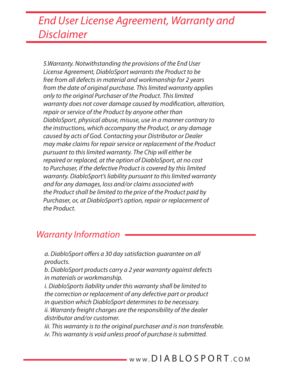 Warranty information | DiabloSport Extreme PowerPuck User Manual | Page 6 / 62