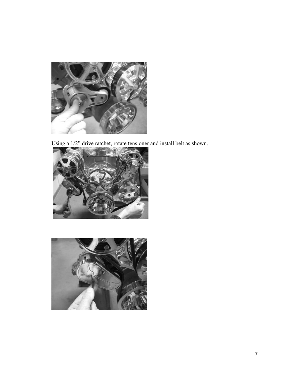 Install tensioner and belt | Eddie Motorsports MS107-50 User Manual | Page 7 / 10