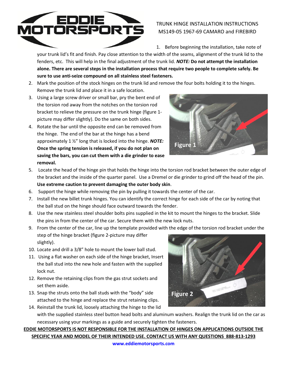 Eddie Motorsports MS149-05 1967-69 User Manual | 1 page