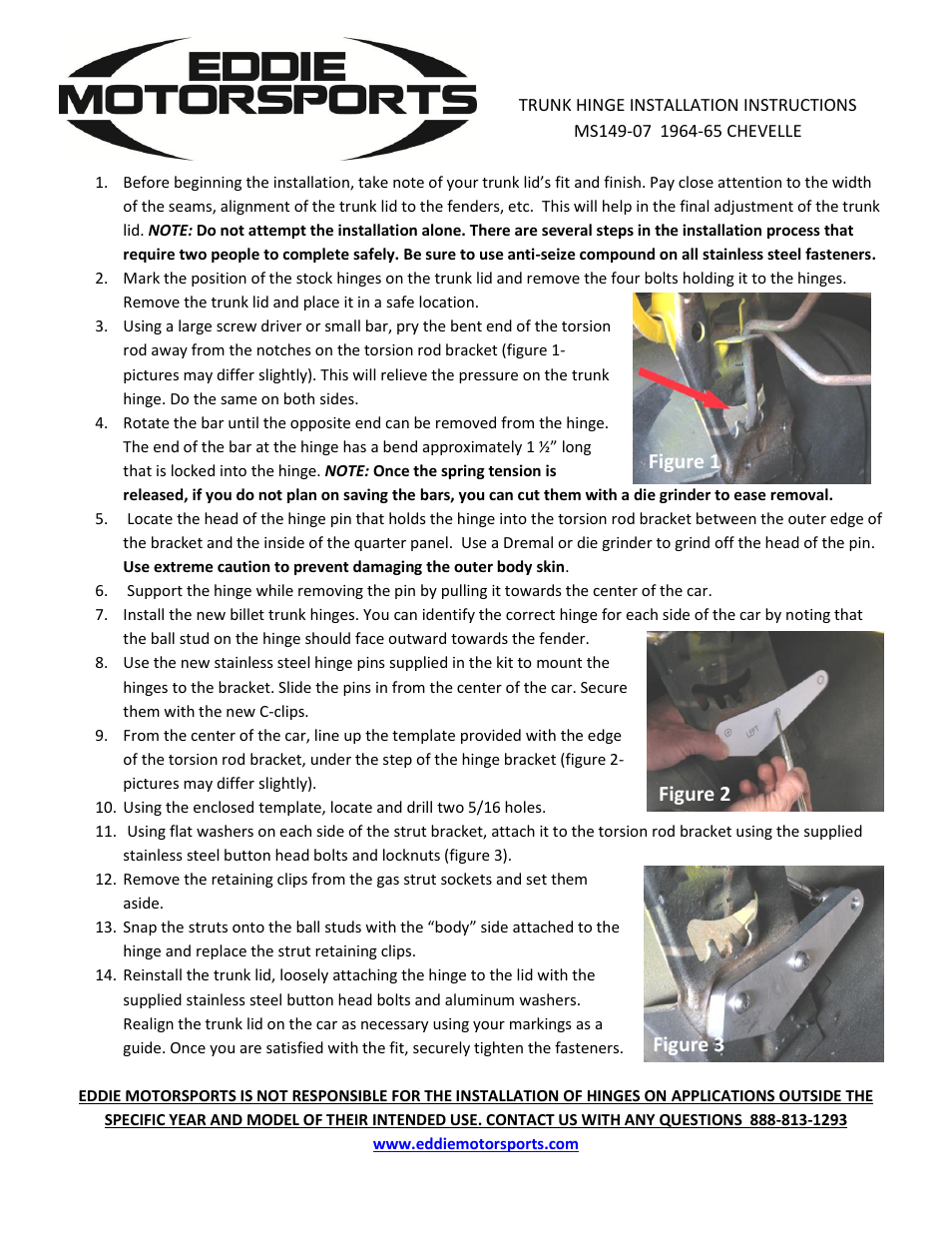 Eddie Motorsports MS149-07 1964-65 User Manual | 1 page