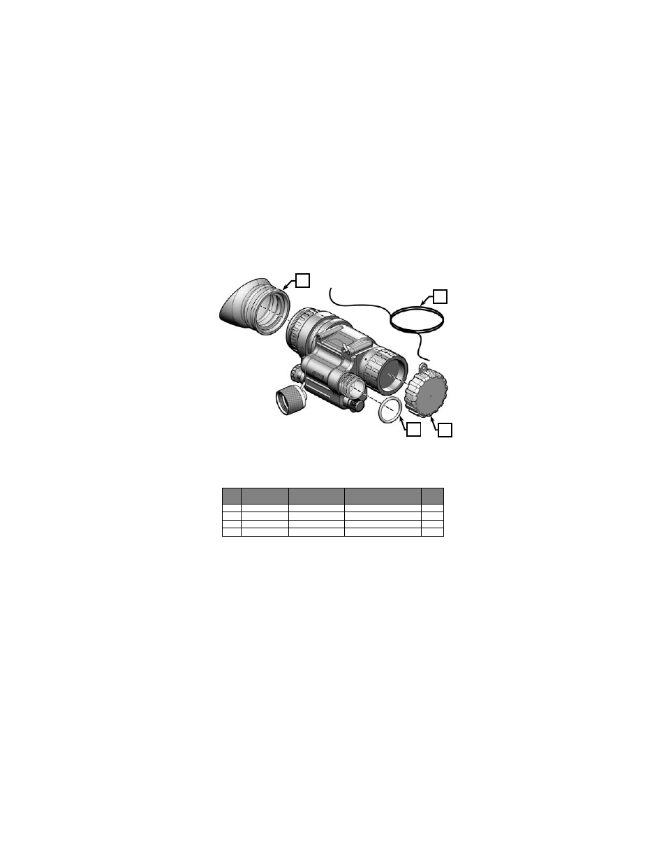 Figure a-2 mnvd assembly, Table a-2 list of repair parts | EOTech M914 (AN/PVS-14) Monocular Night Vision Device User Manual | Page 51 / 56