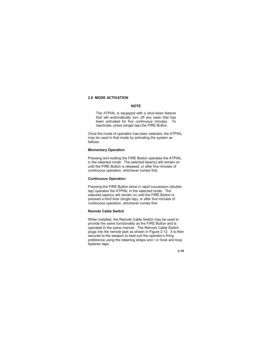 9 mode activation, 9 mode activation -19 | EOTech ATPIAL (AN/PEQ-15) - ADVANCED TARGET POINTER ILLUMINATOR AIMING LIGHT User Manual | Page 41 / 70