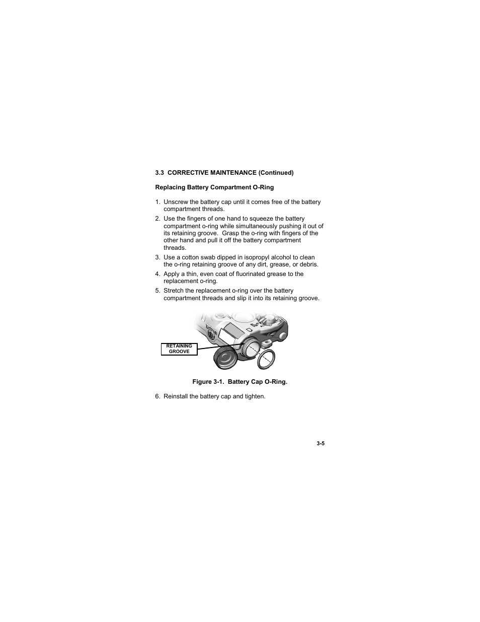 Figure 3-1. battery cap o-ring | EOTech ATPIAL (AN/PEQ-15) - ADVANCED TARGET POINTER ILLUMINATOR AIMING LIGHT User Manual | Page 55 / 70