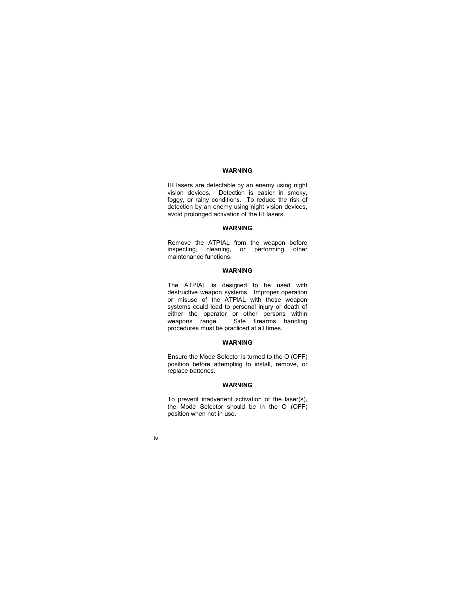 EOTech ATPIAL (AN/PEQ-15) - ADVANCED TARGET POINTER ILLUMINATOR AIMING LIGHT User Manual | Page 6 / 70