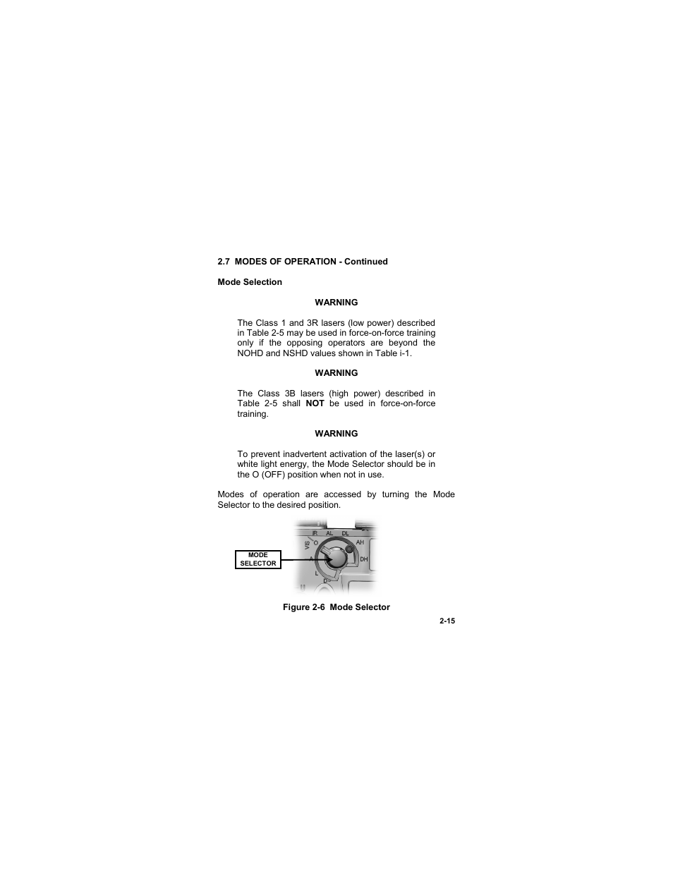 Figure 2-6 mode selector | EOTech MIPIM (AN/PEQ-16B) - Mini Integrated Pointer Illuminator Module User Manual | Page 41 / 74