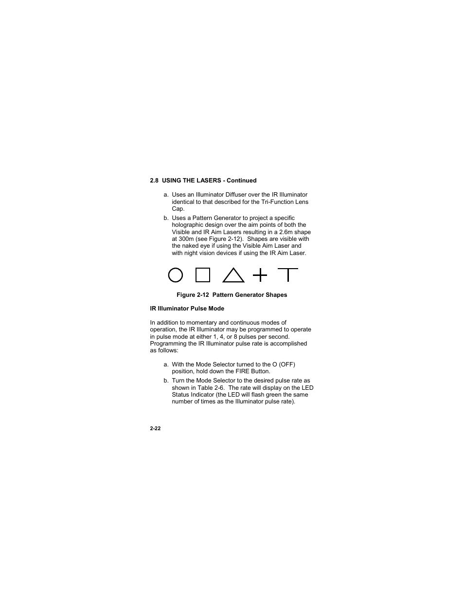 Figure 2-12 pattern generator shapes | EOTech MIPIM (AN/PEQ-16B) - Mini Integrated Pointer Illuminator Module User Manual | Page 48 / 74