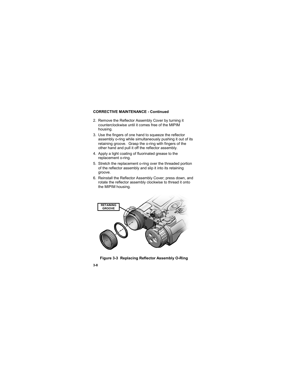 Figure 3-3 replacing reflector assembly o-ring | EOTech MIPIM (AN/PEQ-16B) - Mini Integrated Pointer Illuminator Module User Manual | Page 60 / 74