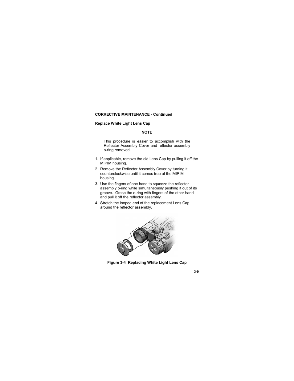 Figure 3-4 replacing white light lens cap | EOTech MIPIM (AN/PEQ-16B) - Mini Integrated Pointer Illuminator Module User Manual | Page 61 / 74