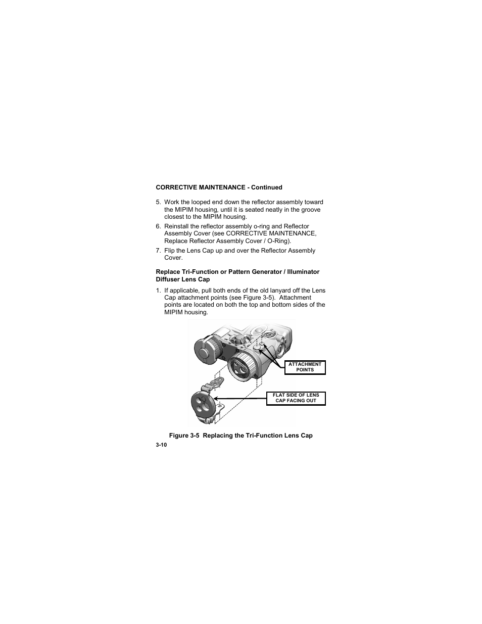 Figure 3-5 replacing the tri-function lens cap | EOTech MIPIM (AN/PEQ-16B) - Mini Integrated Pointer Illuminator Module User Manual | Page 62 / 74