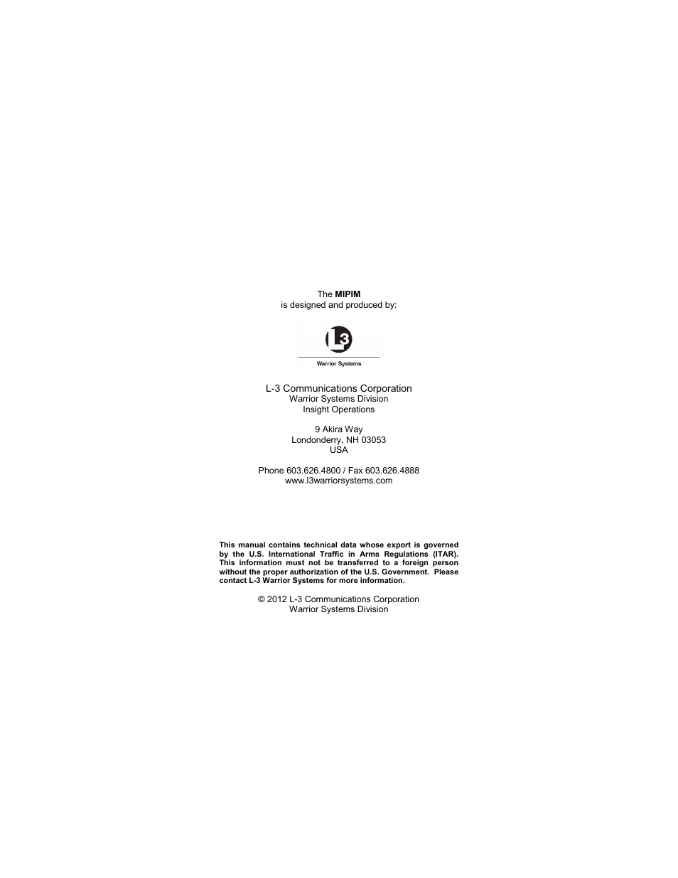EOTech MIPIM (AN/PEQ-16B) - Mini Integrated Pointer Illuminator Module User Manual | Page 73 / 74