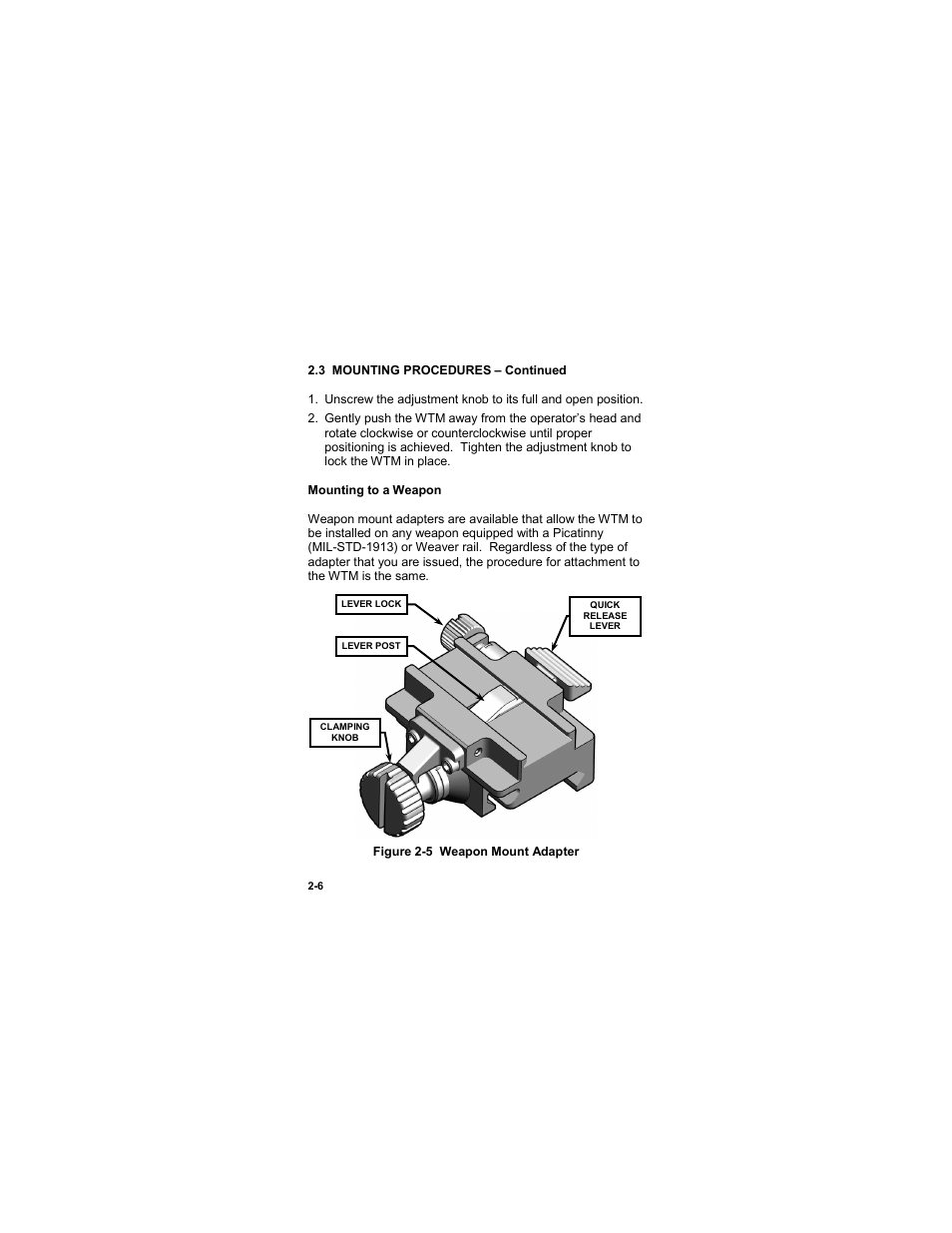 Figure 2-5 weapon mount adapter | EOTech MTM Mini-Thermal Monocular User Manual | Page 26 / 68