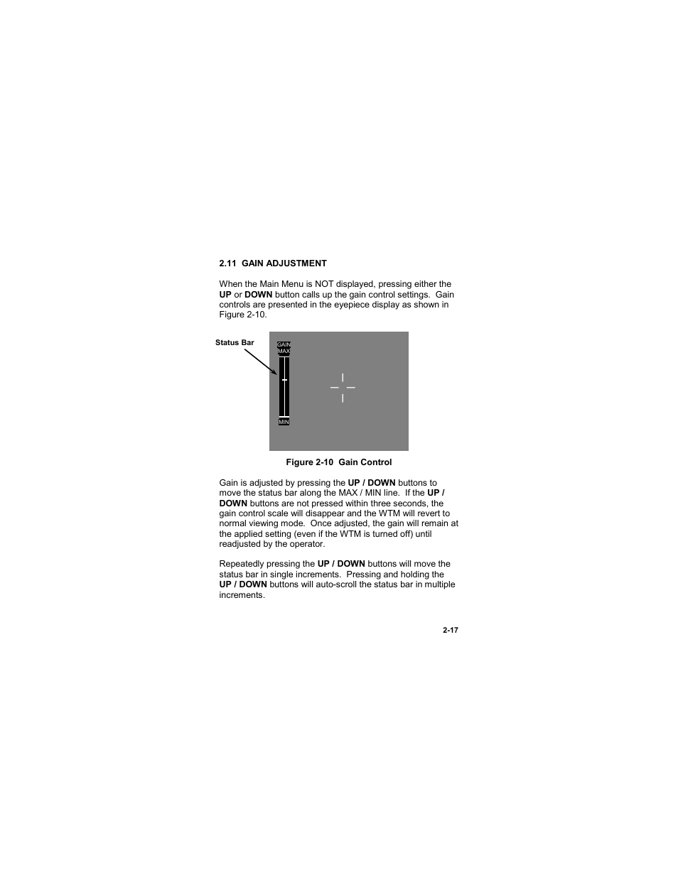 11 gain adjustment, 11 gain adjustment -17, Figure 2-10 gain control | EOTech MTM Mini-Thermal Monocular User Manual | Page 37 / 68