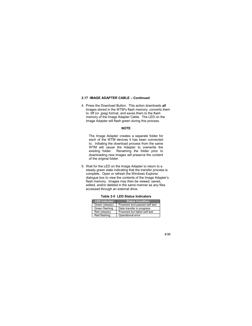 Table 2-5 led status indicators | EOTech MTM Mini-Thermal Monocular User Manual | Page 53 / 68