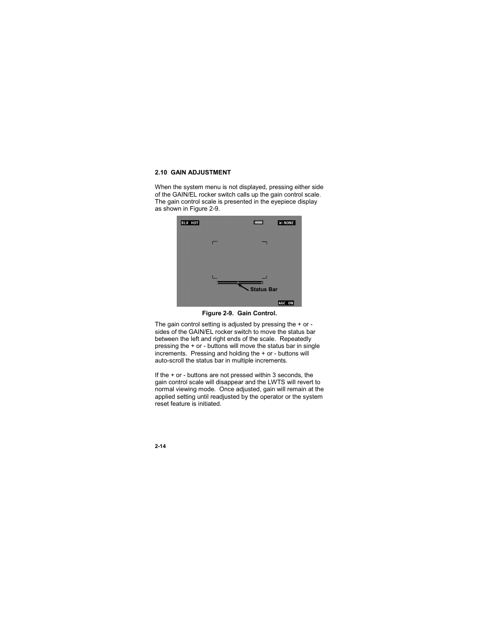 10 gain adjustment, 10 gain adjustment -14, Figure 2-9. gain control -14 | EOTech LWTS Light Weapon Thermal Sight User Manual | Page 32 / 82