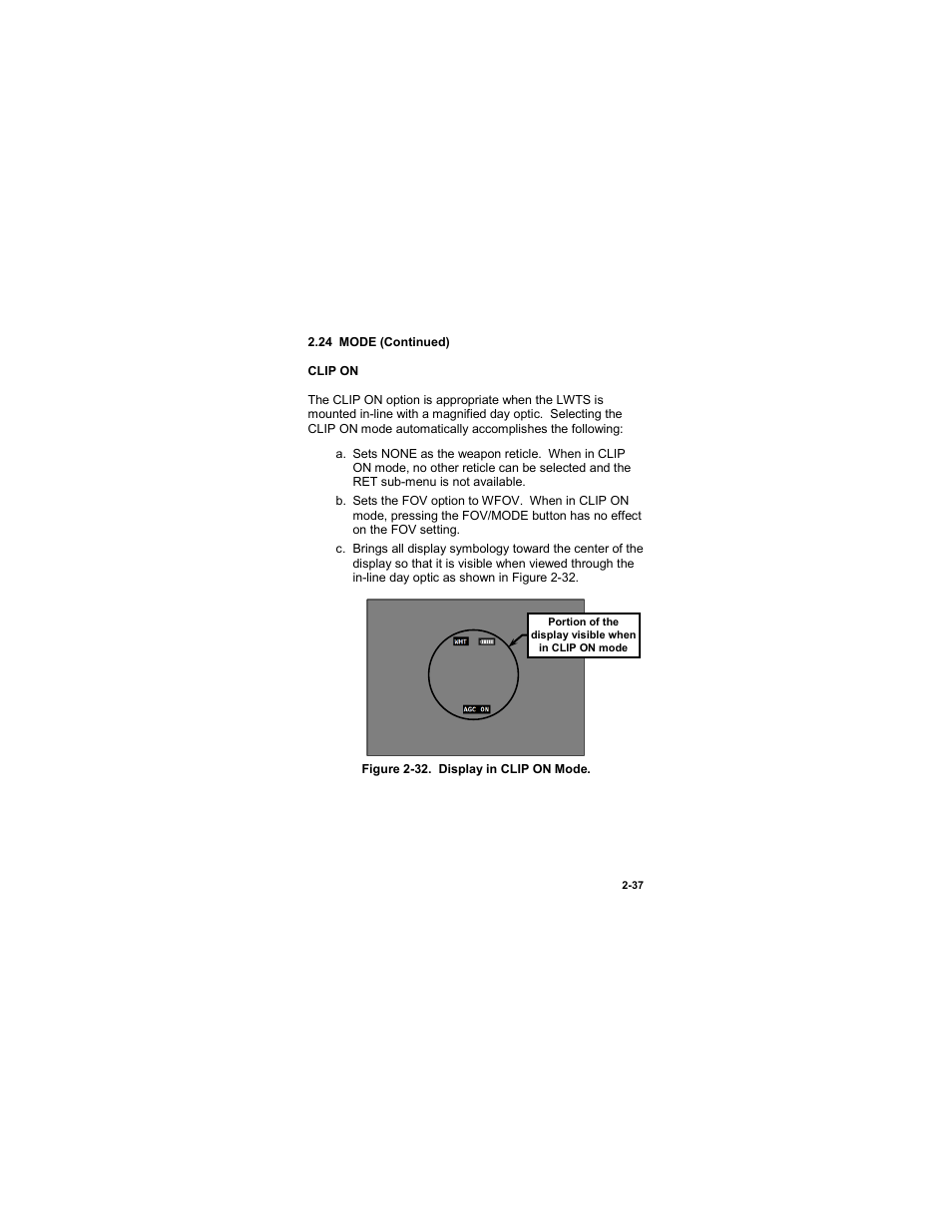 Figure 2-32. display in clip on mode -37 | EOTech LWTS Light Weapon Thermal Sight User Manual | Page 55 / 82