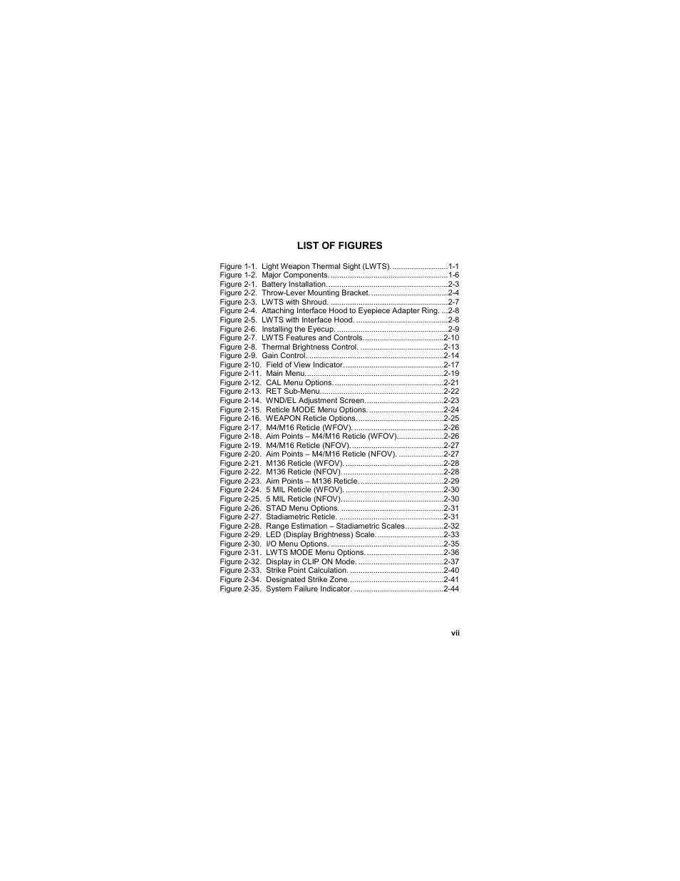 List of figures | EOTech LWTS Light Weapon Thermal Sight User Manual | Page 9 / 82
