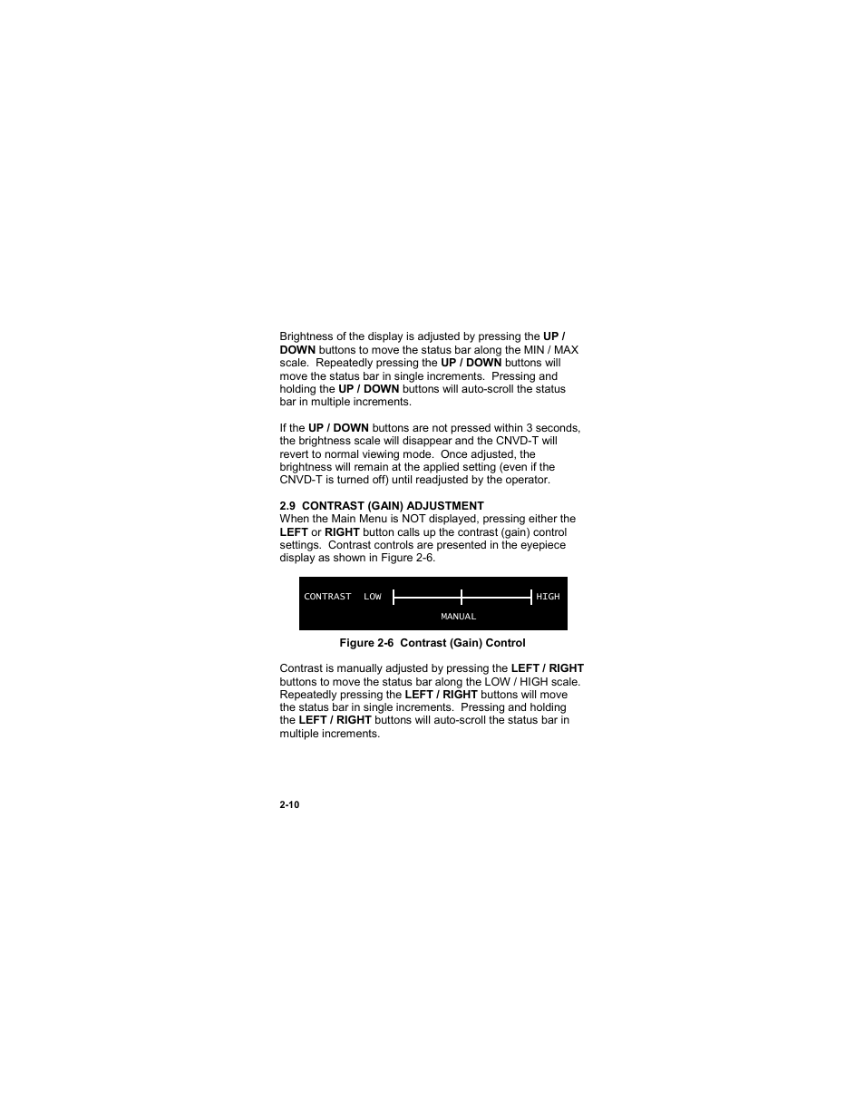 9 contrast (gain) adjustment, 9 gain (contrast) adjustment -10, Figure 2-6 contrast (gain) control | EOTech CNVD-T (SU-232/PAS) Clip-On Night Vision Device - Thermal User Manual | Page 26 / 56