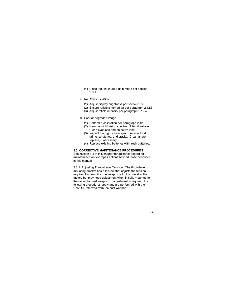 3 corrective maintenance procedures, 3 corrective maintenance procedures 3-3 | EOTech CNVD-T (SU-232/PAS) Clip-On Night Vision Device - Thermal User Manual | Page 45 / 56