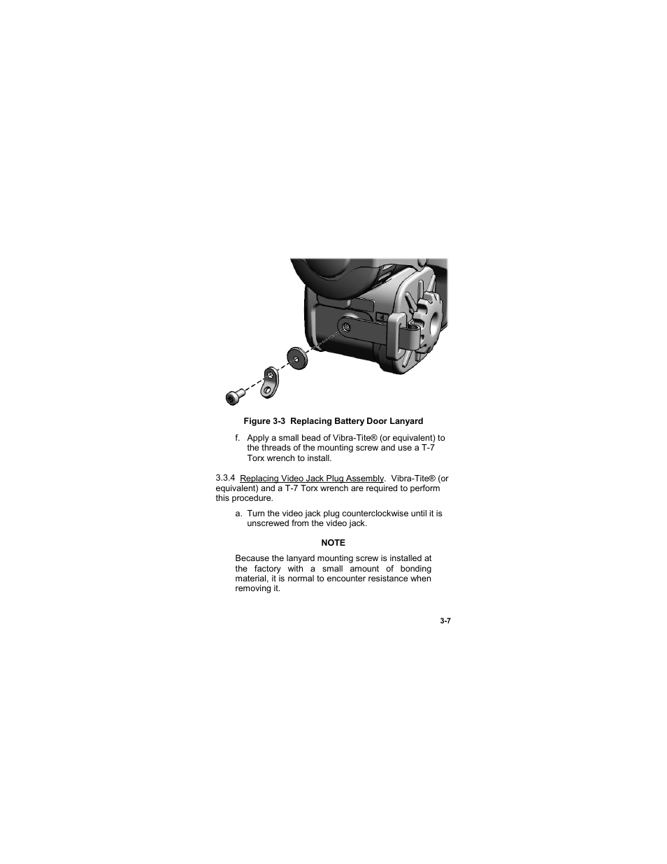 Figure 3-2 replacing battery door lanyard | EOTech CNVD-T (SU-232/PAS) Clip-On Night Vision Device - Thermal User Manual | Page 49 / 56