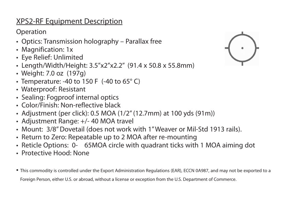 Xps2-rf equipment description | EOTech XPS2-RF User Manual | Page 2 / 4