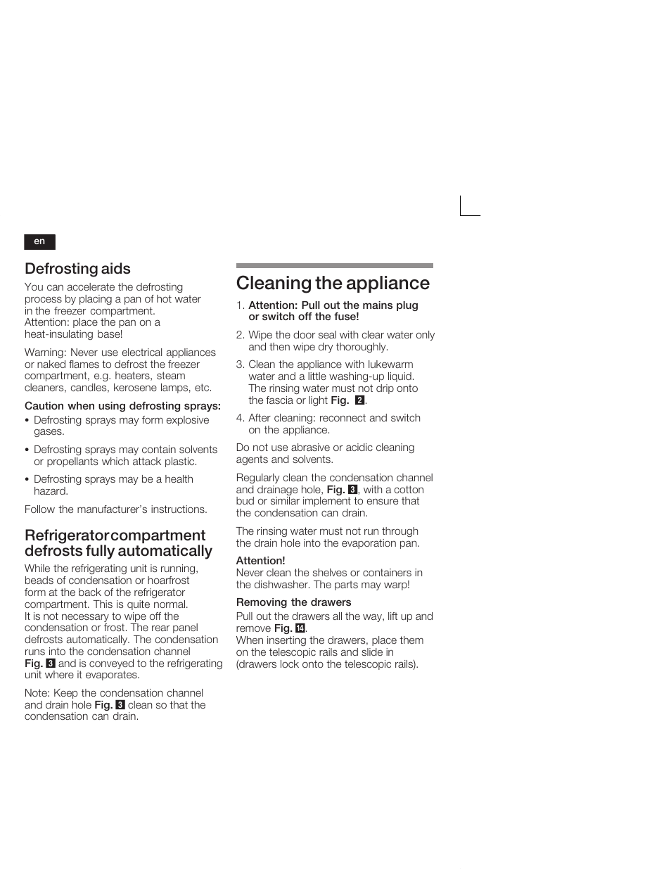 Cleaning the appliance, Defrosting aids | Neff K4644X7 User Manual | Page 28 / 85