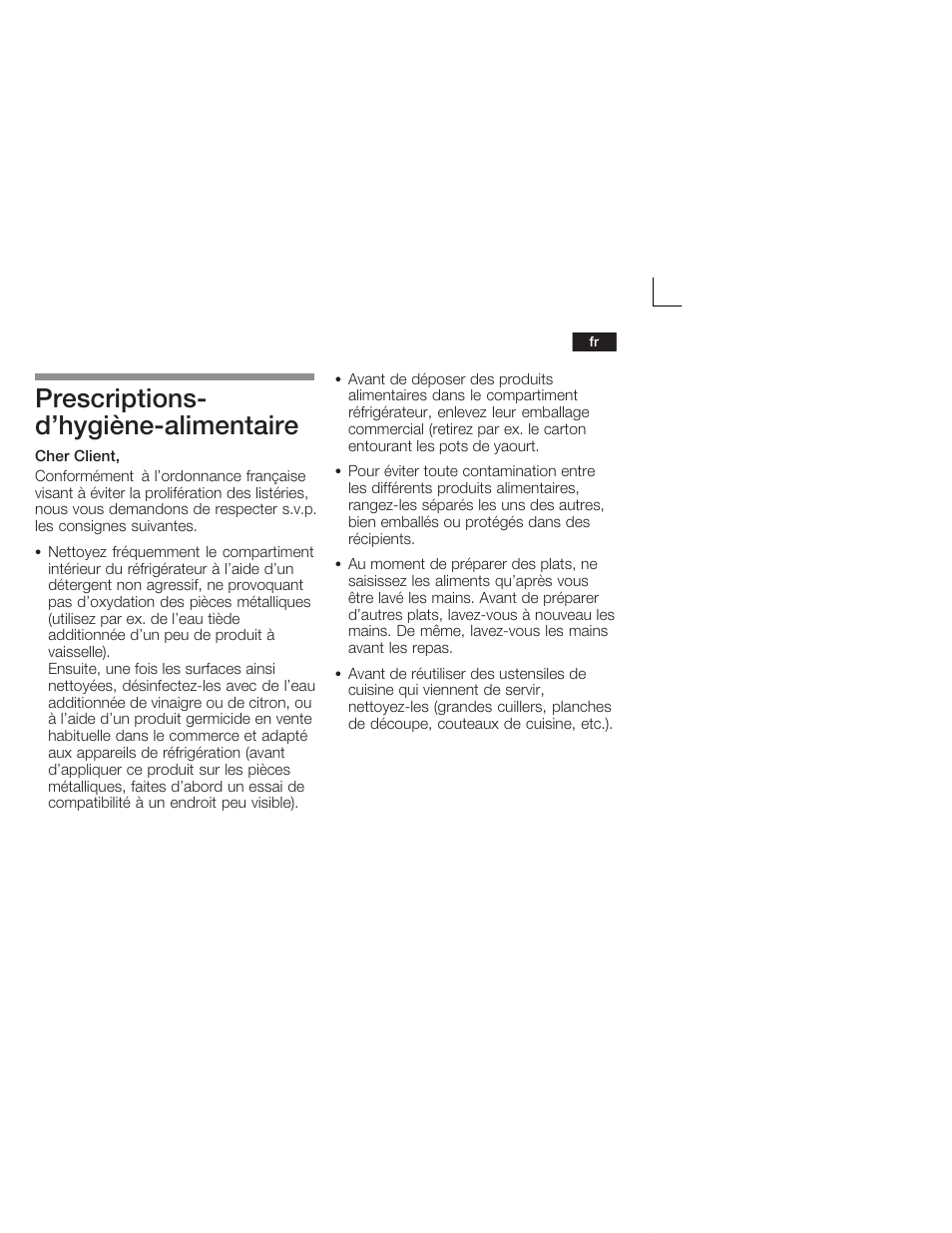 Prescriptionsć d'hygiènećalimentaire | Neff K4644X7 User Manual | Page 33 / 85