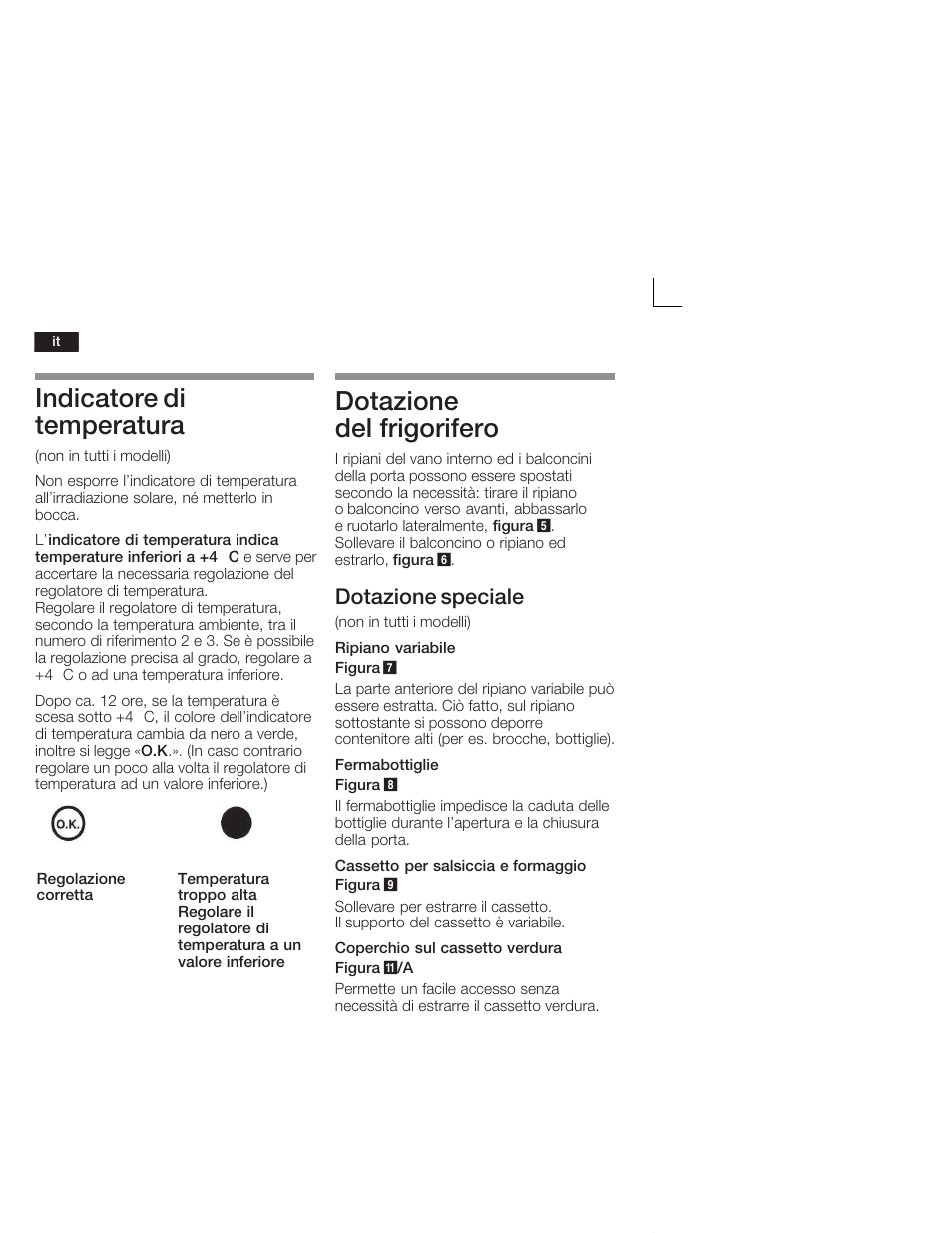 Indicatore di temperatura, Dotazione del frigorifero, Dotazione speciale | Neff K4644X7 User Manual | Page 56 / 85
